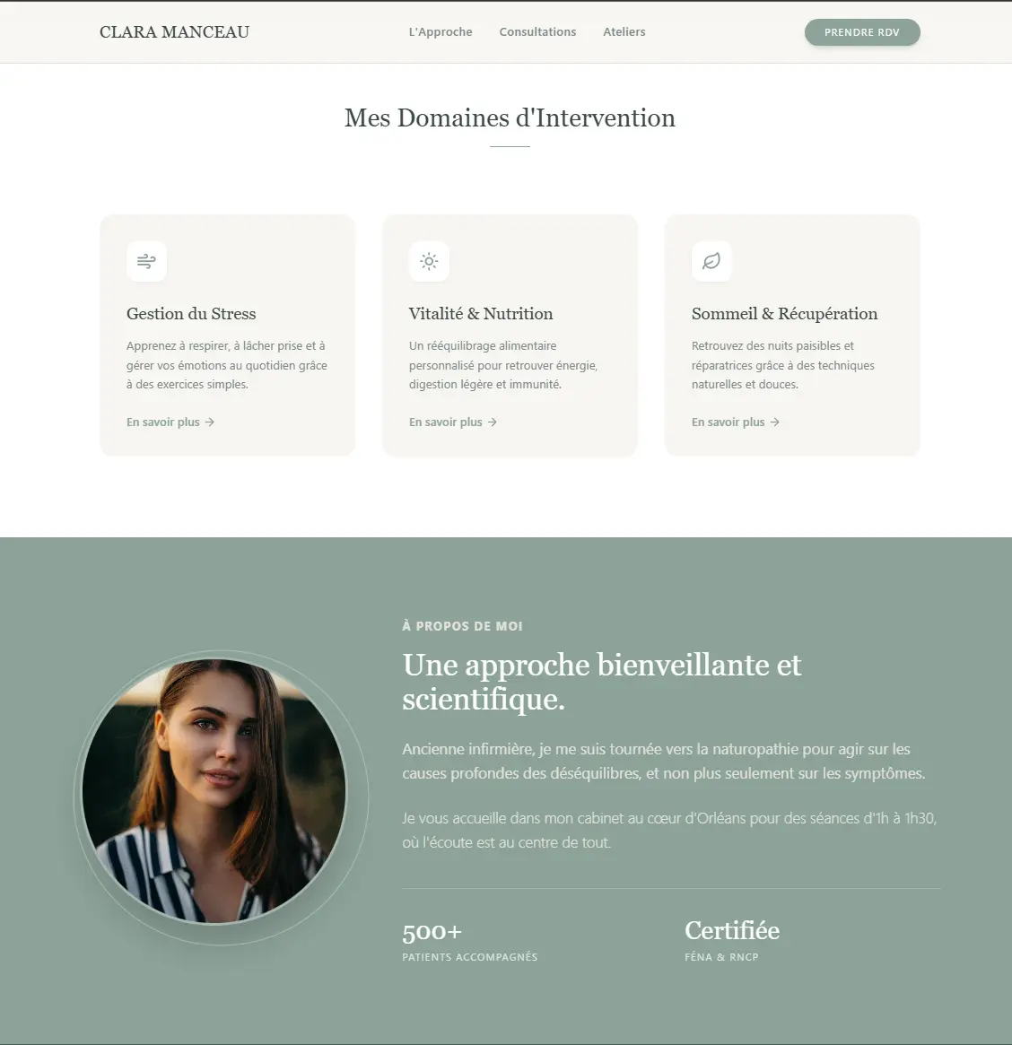 Exemple de création de site internet pour professionnel du bien-être à Orléans